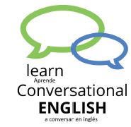 Blue and Green Learn Conversational English logo