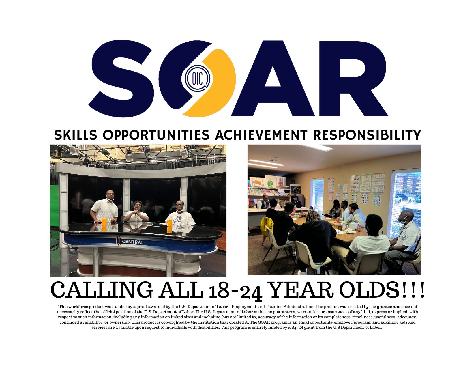 SOAR Skills Opportunities Achievement Responsibility - Call all 18-24 year olds!