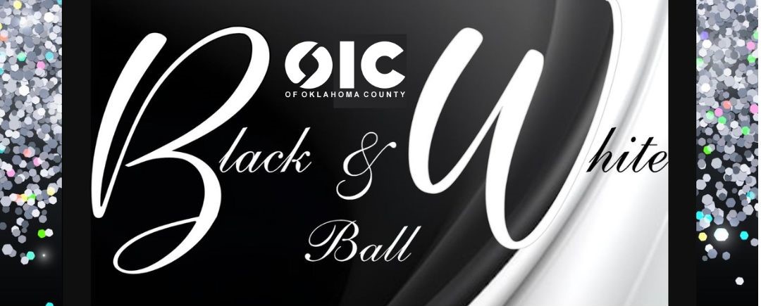 black and white ball banner black background white lettering.  large b and large w.  white oic logo